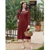imageEkouaer Long Sleeve Nightgowns for Women Long Sleepshirts Button Night Gowns Sleepwear Full Length Sleep Dress with PocketsWine Red