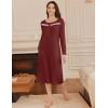 imageEkouaer Long Sleeve Nightgowns for Women Long Sleepshirts Button Night Gowns Sleepwear Full Length Sleep Dress with PocketsWine Red