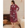 imageEkouaer Long Sleeve Nightgowns for Women Long Sleepshirts Button Night Gowns Sleepwear Full Length Sleep Dress with PocketsWine Red Flower