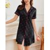 imageEkouaer Nightgowns for Women Button Down Sleepshirt Short Sleeve Nightshirt Boyfriend Pajamas V Neck Nightdress SXXXLBlack Pink Cherry
