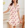 imageEkouaer Nightgowns for Women Button Down Sleepshirt Short Sleeve Nightshirt Boyfriend Pajamas V Neck Nightdress SXXXLTeddy  Cherry