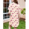 imageEkouaer Nightgowns for Women Button Down Sleepshirt Short Sleeve Nightshirt Boyfriend Pajamas V Neck Nightdress SXXXLTeddy  Cherry