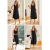 imageEkouaer Sleeveless Nightgowns for Women Long Night Gown Pleated Full Length Sleepwear Tank Sleep Dress Slit Dress S2XLBlack