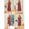 imageEkouaer Sleeveless Nightgowns for Women Long Night Gown Pleated Full Length Sleepwear Tank Sleep Dress Slit Dress S2XLPurple Red