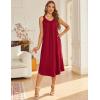 imageEkouaer Sleeveless Nightgowns for Women Long Night Gown Pleated Full Length Sleepwear Tank Sleep Dress Slit Dress S2XLWine Red