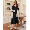 imageEkouaer Womens Long Sleeve Nightgown Long Sleepshirt Henley Nightgowns Full Length Sleep Dress with Pockets S3XLBlack
