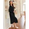 imageEkouaer Womens Long Sleeve Nightgown Long Sleepshirt Henley Nightgowns Full Length Sleep Dress with Pockets S3XLBlack
