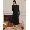 imageEkouaer Womens Long Sleeve Nightgown Long Sleepshirt Henley Nightgowns Full Length Sleep Dress with Pockets S3XLBlack