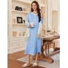 imageEkouaer Womens Long Sleeve Nightgown Long Sleepshirt Henley Nightgowns Full Length Sleep Dress with Pockets S3XLBlue