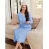 imageEkouaer Womens Long Sleeve Nightgown Long Sleepshirt Henley Nightgowns Full Length Sleep Dress with Pockets S3XLBlue