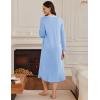 imageEkouaer Womens Long Sleeve Nightgown Long Sleepshirt Henley Nightgowns Full Length Sleep Dress with Pockets S3XLBlue