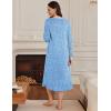 imageEkouaer Womens Long Sleeve Nightgown Long Sleepshirt Henley Nightgowns Full Length Sleep Dress with Pockets S3XLBlue Flower