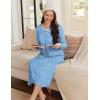 imageEkouaer Womens Long Sleeve Nightgown Long Sleepshirt Henley Nightgowns Full Length Sleep Dress with Pockets S3XLBlue Flower