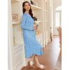 imageEkouaer Womens Long Sleeve Nightgown Long Sleepshirt Henley Nightgowns Full Length Sleep Dress with Pockets S3XLBlue Flower