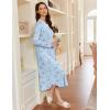 imageEkouaer Womens Long Sleeve Nightgown Long Sleepshirt Henley Nightgowns Full Length Sleep Dress with Pockets S3XLLight Blue Floral