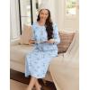 imageEkouaer Womens Long Sleeve Nightgown Long Sleepshirt Henley Nightgowns Full Length Sleep Dress with Pockets S3XLLight Blue Floral