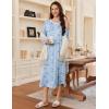imageEkouaer Womens Long Sleeve Nightgown Long Sleepshirt Henley Nightgowns Full Length Sleep Dress with Pockets S3XLLight Blue Floral