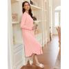 imageEkouaer Womens Long Sleeve Nightgown Long Sleepshirt Henley Nightgowns Full Length Sleep Dress with Pockets S3XLLight Pink