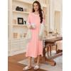 imageEkouaer Womens Long Sleeve Nightgown Long Sleepshirt Henley Nightgowns Full Length Sleep Dress with Pockets S3XLLight Pink