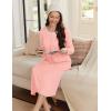 imageEkouaer Womens Long Sleeve Nightgown Long Sleepshirt Henley Nightgowns Full Length Sleep Dress with Pockets S3XLLight Pink