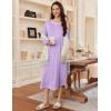 imageEkouaer Womens Long Sleeve Nightgown Long Sleepshirt Henley Nightgowns Full Length Sleep Dress with Pockets S3XLLight Purple