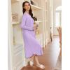 imageEkouaer Womens Long Sleeve Nightgown Long Sleepshirt Henley Nightgowns Full Length Sleep Dress with Pockets S3XLLight Purple