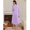 imageEkouaer Womens Long Sleeve Nightgown Long Sleepshirt Henley Nightgowns Full Length Sleep Dress with Pockets S3XLLight Purple