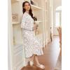 imageEkouaer Womens Long Sleeve Nightgown Long Sleepshirt Henley Nightgowns Full Length Sleep Dress with Pockets S3XLPink Flower