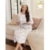 imageEkouaer Womens Long Sleeve Nightgown Long Sleepshirt Henley Nightgowns Full Length Sleep Dress with Pockets S3XLPink Flower