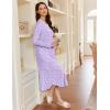 imageEkouaer Womens Long Sleeve Nightgown Long Sleepshirt Henley Nightgowns Full Length Sleep Dress with Pockets S3XLPurple Flower