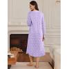 imageEkouaer Womens Long Sleeve Nightgown Long Sleepshirt Henley Nightgowns Full Length Sleep Dress with Pockets S3XLPurple Flower