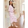 imageEkouaer Womens Long Sleeve Nightgown Long Sleepshirt Henley Nightgowns Full Length Sleep Dress with Pockets S3XLWhite and Pink