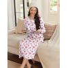 imageEkouaer Womens Long Sleeve Nightgown Long Sleepshirt Henley Nightgowns Full Length Sleep Dress with Pockets S3XLWhite and Pink
