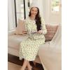 imageEkouaer Womens Long Sleeve Nightgown Long Sleepshirt Henley Nightgowns Full Length Sleep Dress with Pockets S3XLYellowe Leaf