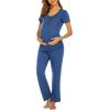 imageEkouaer Womens Nursing Pajamas Maternity Breastfeeding Pjs Sleepwear Layer Soft Postpartum Lounge Set Pregnancy ClothesB Blue
