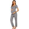 imageEkouaer Womens Nursing Pajamas Maternity Breastfeeding Pjs Sleepwear Layer Soft Postpartum Lounge Set Pregnancy ClothesB Dark Grey
