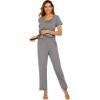 imageEkouaer Womens Nursing Pajamas Maternity Breastfeeding Pjs Sleepwear Layer Soft Postpartum Lounge Set Pregnancy ClothesB Dark Grey