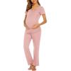 imageEkouaer Womens Nursing Pajamas Maternity Breastfeeding Pjs Sleepwear Layer Soft Postpartum Lounge Set Pregnancy ClothesB Dirty Pink
