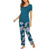 imageEkouaer Womens Nursing Pajamas Maternity Breastfeeding Pjs Sleepwear Layer Soft Postpartum Lounge Set Pregnancy ClothesB Floral Teal