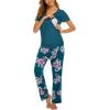 imageEkouaer Womens Nursing Pajamas Maternity Breastfeeding Pjs Sleepwear Layer Soft Postpartum Lounge Set Pregnancy ClothesB Floral Teal