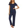 imageEkouaer Womens Nursing Pajamas Maternity Breastfeeding Pjs Sleepwear Layer Soft Postpartum Lounge Set Pregnancy ClothesB Navy Blue