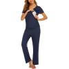 imageEkouaer Womens Nursing Pajamas Maternity Breastfeeding Pjs Sleepwear Layer Soft Postpartum Lounge Set Pregnancy ClothesB Navy Blue