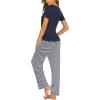 imageEkouaer Womens Nursing Pajamas Maternity Breastfeeding Pjs Sleepwear Layer Soft Postpartum Lounge Set Pregnancy ClothesB Navy Blue Stripe