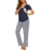 imageEkouaer Womens Nursing Pajamas Maternity Breastfeeding Pjs Sleepwear Layer Soft Postpartum Lounge Set Pregnancy ClothesB Navy Blue Stripe