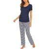 imageEkouaer Womens Nursing Pajamas Maternity Breastfeeding Pjs Sleepwear Layer Soft Postpartum Lounge Set Pregnancy ClothesB Navy Blue Stripe