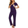 imageEkouaer Womens Nursing Pajamas Maternity Breastfeeding Pjs Sleepwear Layer Soft Postpartum Lounge Set Pregnancy ClothesB Purple