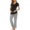 imageEkouaer Womens Nursing Pajamas Maternity Breastfeeding Pjs Sleepwear Layer Soft Postpartum Lounge Set Pregnancy ClothesB Stripe Black