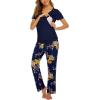 imageEkouaer Womens Nursing Pajamas Maternity Breastfeeding Pjs Sleepwear Layer Soft Postpartum Lounge Set Pregnancy ClothesFloral Navy Blue
