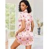 imageEkouaer Womens Satin Nightshirt Button Down Sleepshirt Silk Short Sleeve Nightgown Boyfriend Notch Collar SleepwearPink Stripe Bear Print