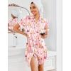 imageEkouaer Womens Satin Nightshirt Button Down Sleepshirt Silk Short Sleeve Nightgown Boyfriend Notch Collar SleepwearPink Stripe Bear Print